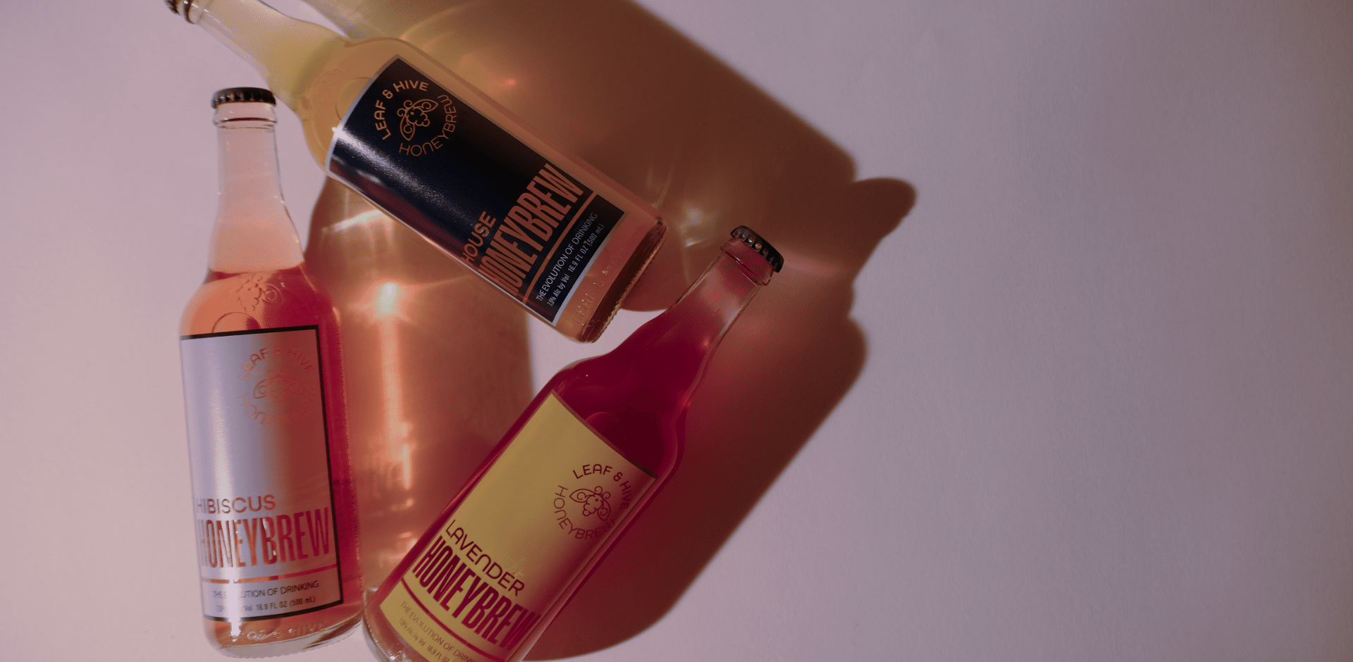 Leaf & Hive Brew Lab bottles of Honeybrew